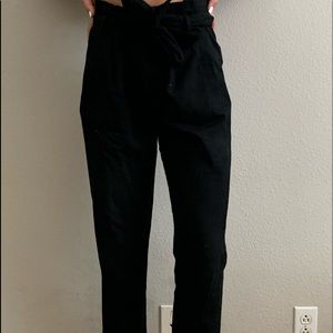 Black paper bag pants